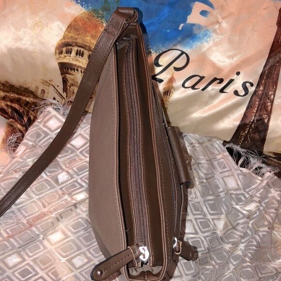 Rosetti Tan Brown Faux Leather Pebbled Crossbody Purse Bag - Picture 7 of 9